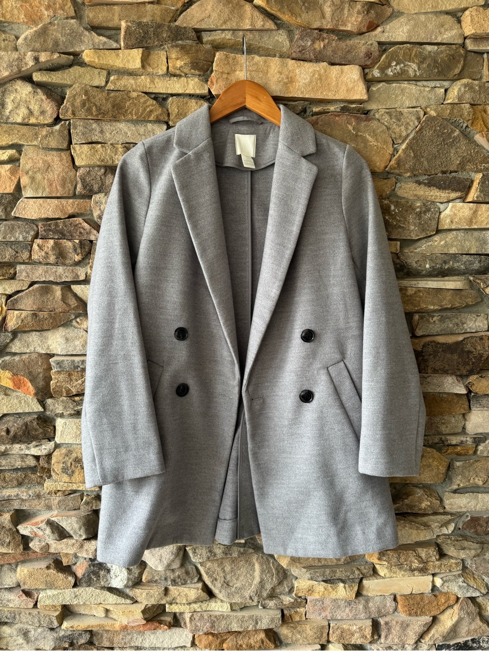 H&M Double-Breasted Women's Blazer Coat Light Gray